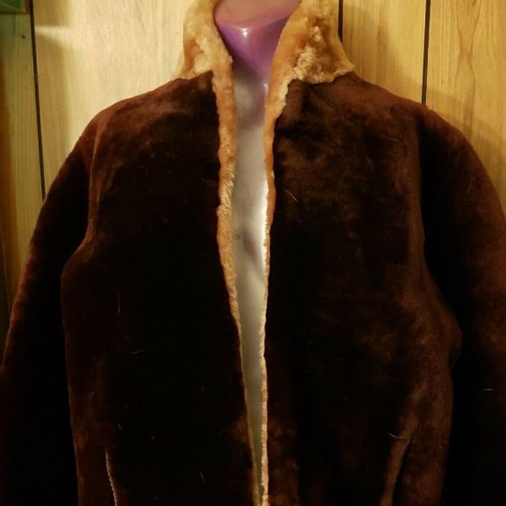 Vintage Chocolate Mouton Fur Coat Jacket